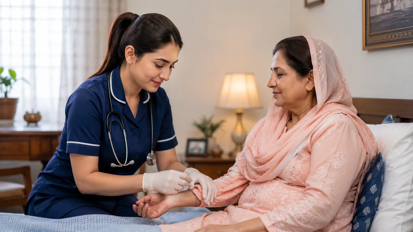 female nurse at home